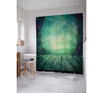 Штора (занавеска) для ванной JoyArty "Вход в зловещий лес" из сатена, 180х200 см с крючками, sc_15436