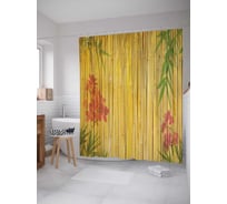 Штора (занавеска) для ванной JoyArty "Цветущее бамбуковое заграждение" из сатена, 180х200 см с крючками, sc_15767
