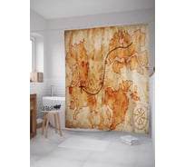 Штора (занавеска) для ванной JoyArty "Старинная карта сокровищ" из сатена, 180х200 см с крючками, sc_19199