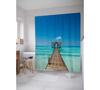 Штора (занавеска) для ванной JoyArty "Морская беседка" из сатена, 180х200 см с крючками, sc_19313