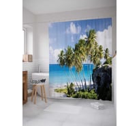 Штора (занавеска) для ванной JoyArty "Роща на берегу" из сатена, 180х200 см с крючками, sc_19323