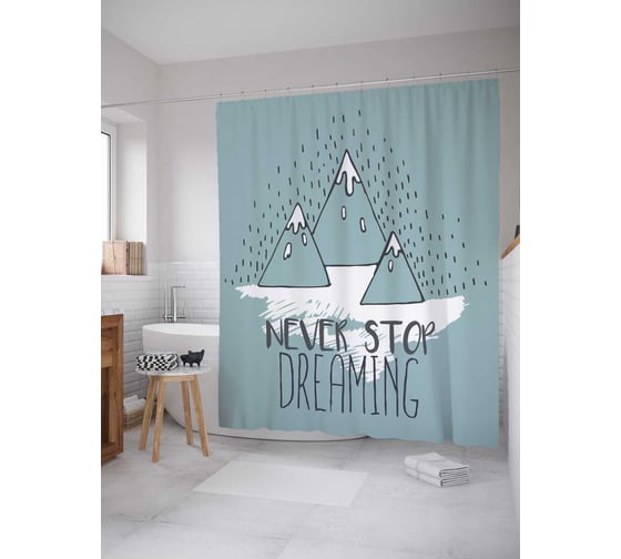 Штора (занавеска) для ванной JoyArty "Мечтай всегда" из сатена, 180х200 см с крючками, sc_19178 1