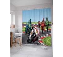 Штора (занавеска) для ванной JoyArty "Мастерские гонки" из сатена, 180х200 см с крючками, sc_18240