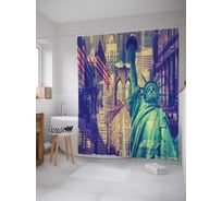 Штора (занавеска) для ванной JoyArty "Статуя свободы" из сатена, 180х200 см с крючками, sc_17972