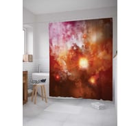 Штора (занавеска) для ванной JoyArty "Космические вспышки" из сатена, 180х200 см с крючками, sc_13783