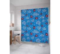 Штора (занавеска) для ванной JoyArty "Божьи коровки в облаках" из сатена, 180х200 см с крючками, sc_16750