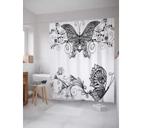 Штора (занавеска) для ванной JoyArty "В погоне за цветами" из сатена, 180х200 см с крючками, sc_18097