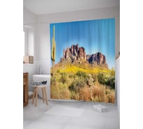 Штора (занавеска) для ванной JoyArty "Техасский пейзаж" из сатена, 180х200 см с крючками, sc_15715