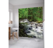 Штора (занавеска) для ванной JoyArty "Река вытачивает камни" из сатена, 180х200 см с крючками, sc_16193