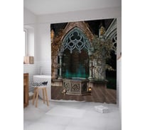 Штора (занавеска) для ванной JoyArty "Сказочные арки" из сатена, 180х200 см с крючками, sc_19162