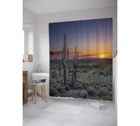 Штора (занавеска) для ванной JoyArty "Кактусы в пустоши" из сатена, 180х200 см с крючками, sc_10856