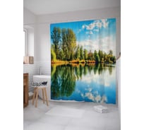 Штора (занавеска) для ванной JoyArty "Осеннее дыхание" из сатена, 180х200 см с крючками, sc_19308