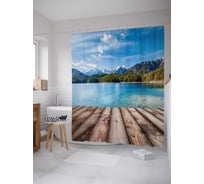 Штора (занавеска) для ванной JoyArty "Чистейшие озера" из сатена, 180х200 см с крючками, sc_19332