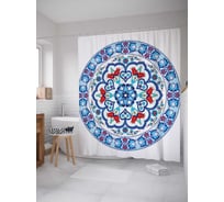 Штора (занавеска) для ванной JoyArty "Цветочная тарелка" из сатена, 180х200 см с крючками, sc_15878