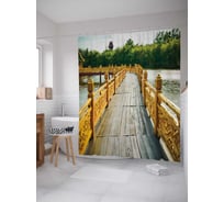 Штора (занавеска) для ванной JoyArty "По круглому мосту" из сатена, 180х200 см с крючками, sc_12144