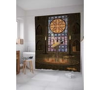 Штора (занавеска) для ванной JoyArty "Круг заклинаний" из сатена, 180х200 см с крючками, sc_19161