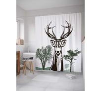 Штора (занавеска) для ванной JoyArty "Олень надзиратель" из сатена, 180х200 см с крючками, sc_12798