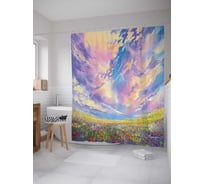Штора (занавеска) для ванной JoyArty "Небесные краски" из сатена, 180х200 см с крючками, sc_19334