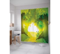 Штора (занавеска) для ванной JoyArty "Лесные лучи" из сатена, 180х200 см с крючками, sc_18199
