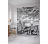 Штора (занавеска) для ванной JoyArty "Городская серость" из сатена, 180х200 см с крючками, sc_18098