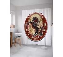 Штора (занавеска) для ванной JoyArty "Конь в подкове" из сатена, 180х200 см с крючками, sc_12062