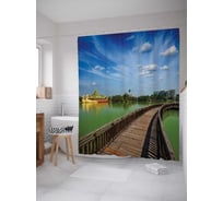 Штора (занавеска) для ванной JoyArty "Круговой мостик" из сатена, 180х200 см с крючками, sc_12135