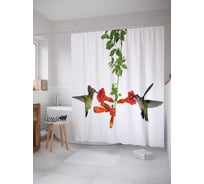 Штора (занавеска) для ванной JoyArty "Эффект колибри" из сатена, 180х200 см с крючками, sc_12395