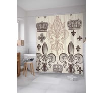 Штора (занавеска) для ванной JoyArty "Короны с орнаментом" из сатена, 180х200 см с крючками, sc_10788