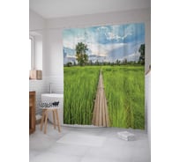 Штора (занавеска) для ванной JoyArty "Болотный мост" из сатена, 180х200 см с крючками, sc_12140