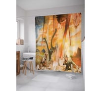 Штора (занавеска) для ванной JoyArty "Динозавры в опасности" из сатена, 180х200 см с крючками, sc_12643