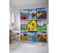 Штора (занавеска) для ванной JoyArty "Естественная красота" из сатена, 180х200 см с крючками, sc_19047