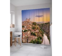 Штора (занавеска) для ванной JoyArty "Город Толедо" из сатена, 180х200 см с крючками, sc_11792