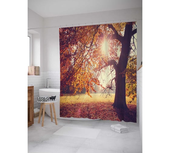 Штора (занавеска) для ванной JoyArty "Дух весны" из сатена, 180х200 см с крючками, sc_19301 1