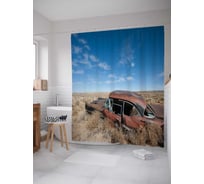 Штора (занавеска) для ванной JoyArty "Забытая машина" из сатена, 180х200 см с крючками, sc_18216