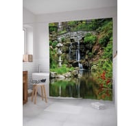 Штора (занавеска) для ванной JoyArty "Речной водопад" из сатена, 180х200 см с крючками, sc_17883