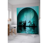 Штора (занавеска) для ванной JoyArty "Японские ночи" из сатена, 180х200 см с крючками, sc_12201