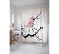 Штора (занавеска) для ванной JoyArty "Цветочные стихи" из сатена, 180х200 см с крючками, sc_17870
