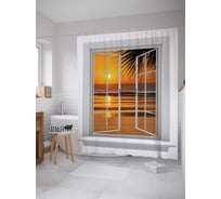 Штора (занавеска) для ванной JoyArty "Открой закат" из сатена, 180х200 см с крючками, sc_11843