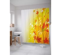 Штора (занавеска) для ванной JoyArty "Цветущая тыква" из сатена, 180х200 см с крючками, sc_18929