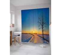 Штора (занавеска) для ванной JoyArty "Снежная дорога" из сатена, 180х200 см с крючками, sc_18936