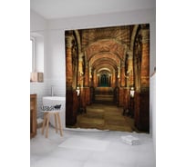 Штора (занавеска) для ванной JoyArty "Тайный дворец" из сатена, 180х200 см с крючками, sc_19157