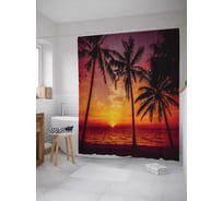 Штора (занавеска) для ванной JoyArty "Цвета заката" из сатена, 180х200 см с крючками, sc_12475