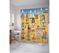 Штора (занавеска) для ванной JoyArty "Египетские правители" из сатена, 180х200 см с крючками, sc_13695