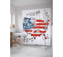 Штора (занавеска) для ванной JoyArty "Американское государство" из сатена, 180х200 см с крючками, sc_17968