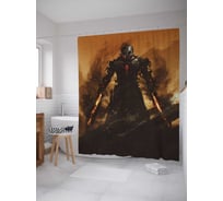 Штора (занавеска) для ванной JoyArty "Сильный рыцарь" из сатена, 180х200 см с крючками, sc_19151