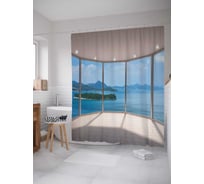 Штора (занавеска) для ванной JoyArty "Шикарный вид" из сатена, 180х200 см с крючками, sc_11832