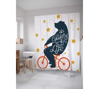 Штора (занавеска) для ванной JoyArty "Жизнь на велосипеде" из сатена, 180х200 см с крючками, sc_18255
