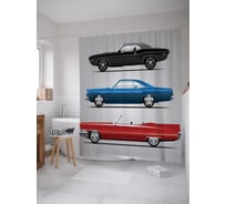 Штора (занавеска) для ванной JoyArty "Мечта автолюбителя" из сатена, 180х200 см с крючками, sc_18215