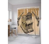 Штора (занавеска) для ванной JoyArty "Бар на Диком Западе" из сатена, 180х200 см с крючками, sc_11932