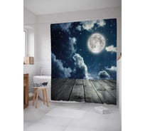 Штора (занавеска) для ванной JoyArty "Подруга луна" из сатена, 180х200 см с крючками, sc_18990